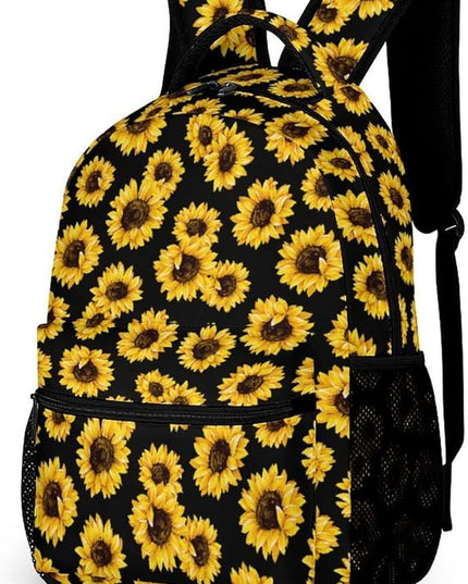 Fashion Black Sunflower Backpack Lightweight Large Capacity Laptop Daybag for Travel Work