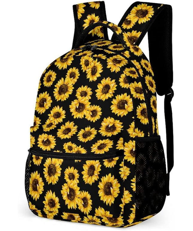 Fashion Black Sunflower Backpack Lightweight Large Capacity Laptop Daybag for Travel Work