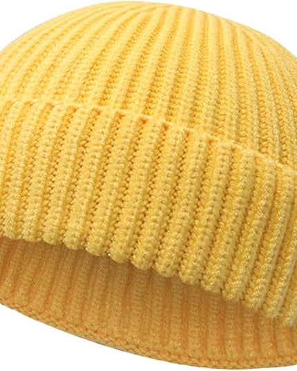 Wool Fisherman Beanies for Men Women Short Cuff Knit Beanie Winter Warm Hats Trawler Hat Stylish Watch Cap