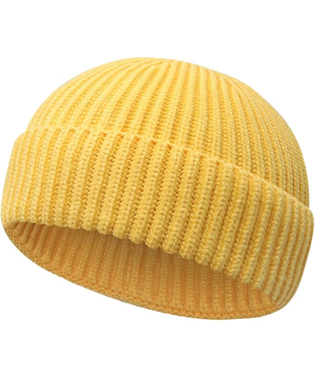 Wool Fisherman Beanies for Men Women Short Cuff Knit Beanie Winter Warm Hats Trawler Hat Stylish Watch Cap