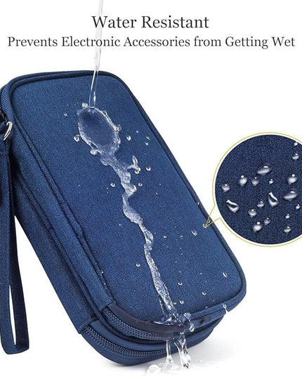 Electronic Organizer Travel Cable Accessories Bag, Electronic Organizer Case, Electronic Accessories Organizer Bag for Power Bank, Charging Cords, USB Cable, Earphones (Navy Blue)