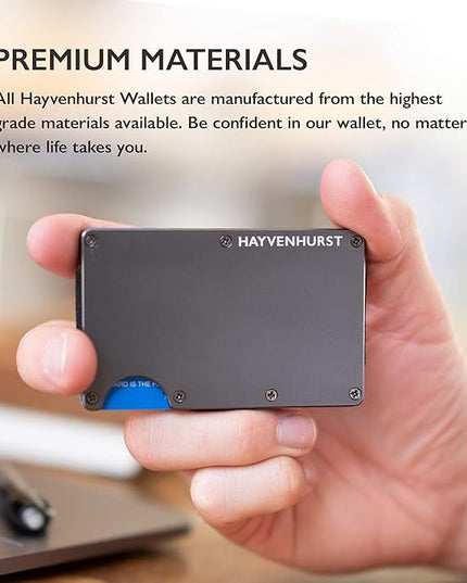 Hayvenhurst Wallet For Men - Reinvented Design Men's Wallet - Slim, Minimalistic & Seamless Card Case, Blocks RFID Scanners, Holds 12 Cards (Iron)