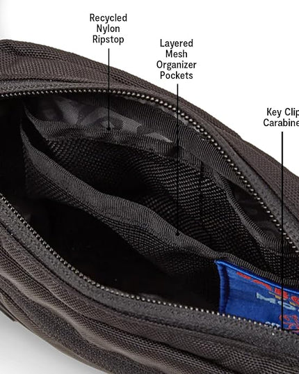 Baboon to the Moon Fanny Pack Mini 1.5L Compact Waist Bag Water Repellent Crossbody Belt Bag Lightweight Travel Everyday Bag for Men Women, Black