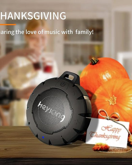 HEYSONG Waterproof Shower Speaker, Durable & Lightweight Portable with HD Sound, Stereo Pairing, Wireless Outdoor for Pool, Beach, Hiking, Kayaking, Gift for Men, Women