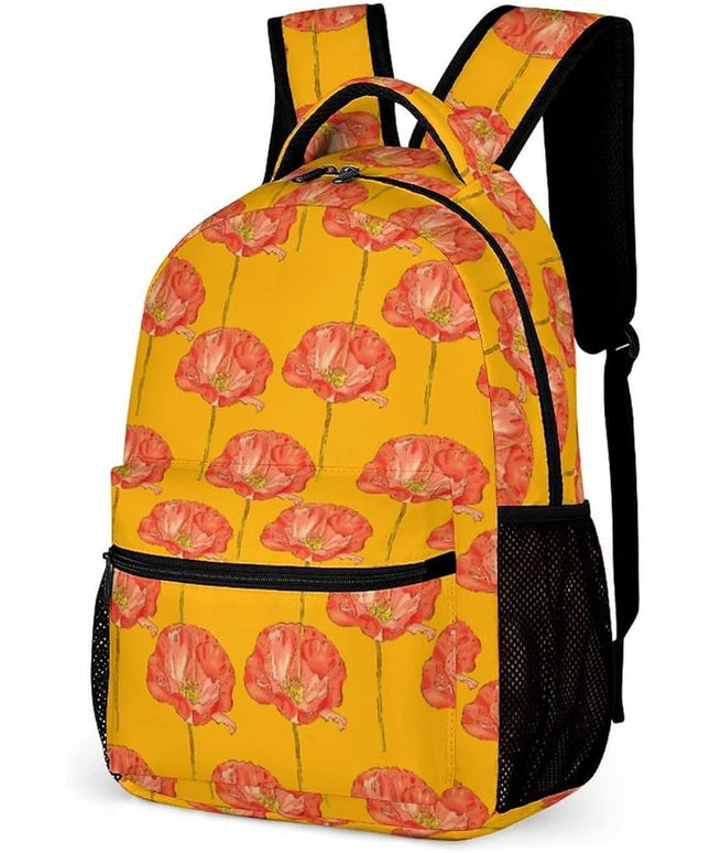 Fashion Poppy Backpack Lightweight Large Capacity Laptop Daybag for Travel Work