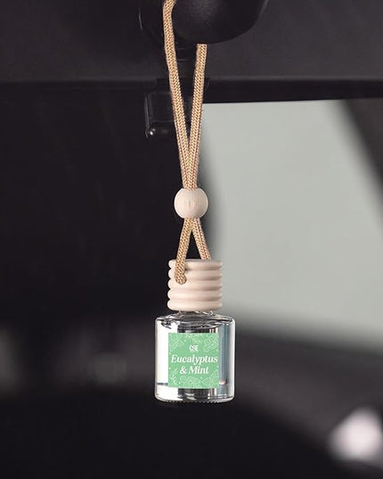 C&E Craft Co Hanging Car Air Freshener Diffuser 2 Pack, Long Lasting Fragrance Oil Car Freshener, Glass Bottle Auto Air Freshener, Made in USA (Eucalyptus & Mint)