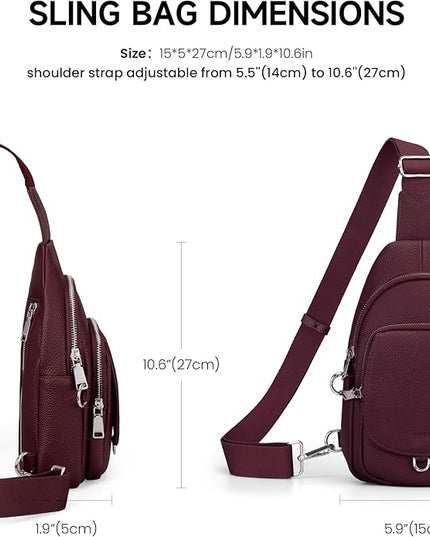 befen Anti Theft Genuine Leather Sling Bag for Women RFID Small Crossbody Bag Chest Bag Leather Fanny Packs for Travel