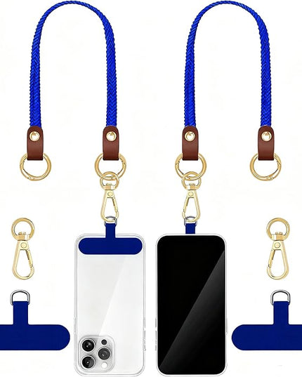 Stretchy Phone Lanyard Tether, 2 Pack Phone Leash Anti-theft Phone Strap for Anti-drop Outdoor Hiking Cycling Climbing Universal for Most Cell Phones, Clein Blue