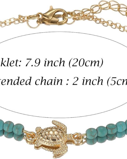 Starain 12Pcs Summer Beach Anklets for Women Waterproof Gold Silver Chain Ankle Bracelets Cute Women's Foot Anklet Set 7.9-10.5 inch Adjustable