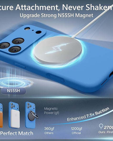 FireNova Magnetic for iPhone 17 Pro Max Case, Compatible with MagSafe, [Integrated Silicone Camera Control Button] [Camera Protection] Anti-Scratch Microfiber Lining Phone Case, 6.9", Blue