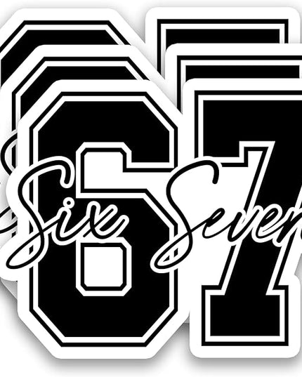 (3Pcs) 67 Six Seven Meme Stickers Funny Gen Alpha Slang 6 7 Numbers Vinyl Decals Waterproof for Laptop, Water Bottle, Phone Case, Tumbler, Scrapbooking, 3" x 2.4"