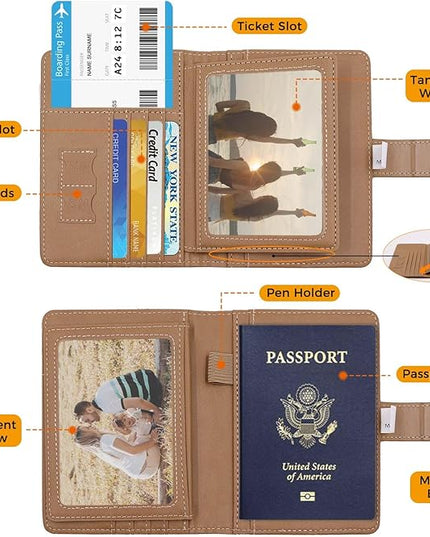 Melsbrinna Rfid Passport Holder for Travel women/Men, Cute Passport Wallet Rfid Blocking Card Slots, Rfid Passport Cover/CaseTravel Wallet, Passport Book Holder (1, LG KHAKI)