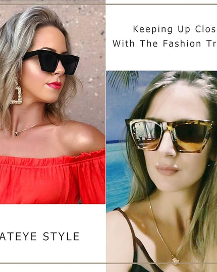 FEISEDY Vintage Square Cat Eye Sunglasses Women Trendy Cateye Sunglasses B2473