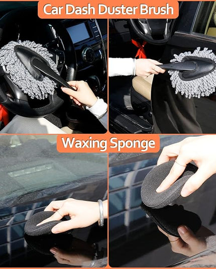 THINKWORK Car Cleaning Kit, Car Washing Kits for Vehicles, Car Detailing Kit Suitable for Small and Medium Vehicles Such As Cars, Trucks, Suvs(17pcs)
