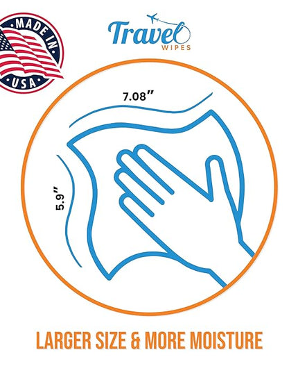Hand Sanitizing Travel Wipes – 15ct Individually Wrapped | Fresh Citrus Scent, Moisturizing, 70% Alcohol Wipes | Travel, Home, Office, Daily Use | Made in USA