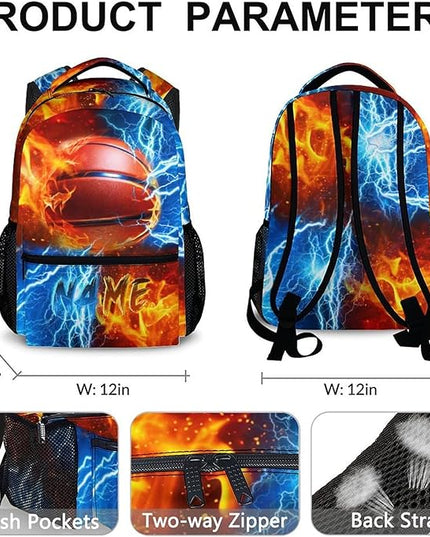 Boys Backpack for Kids Personalized Basketball School bag for Elementary Middle Primary, 17 Inch Durable Lightweight Bookbag