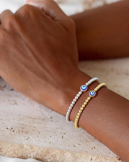 Gold Bracelets for Women 14K Gold Beaded Bracelets Stackable Bracelets for Women Gold Charm Bracelet Non Tarnish Gold Jewelry for Women Trendy