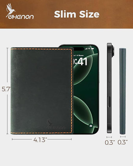 Passport Holder for Travel, Genuine Leather Passport Holder with Airtag, Rfid Passport Wallet Cover Case for Women Men, Travel Essentials Gift, Green
