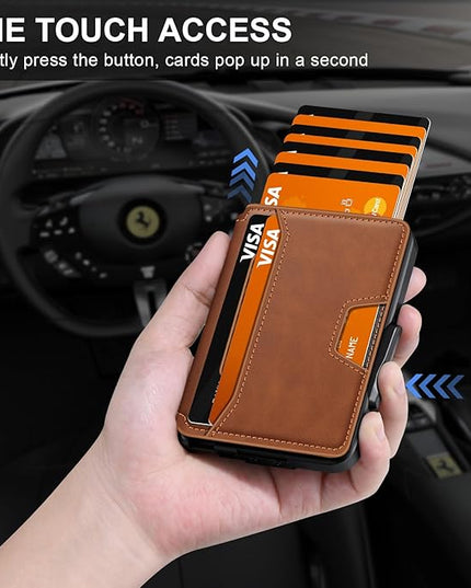 SEMORID Wallet for Men, Mens Wallet Minimalist Slim Wallet, RFID Blocking Smart Pop Up Wallet with Money Clip & ID Window, Metal Compact Wallet, Aluminum Credit Card Holder Wallet