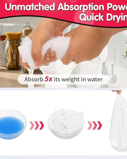 FIXSMITH White Microfiber Cleaning Cloth -Pack of 24, Highly Absorbent Cleaning Rags, 16"X12" All Purpose Cleaning Towels for Housekeeping, Kitchen, Car, Lint Free and Reusable Microfiber Towels