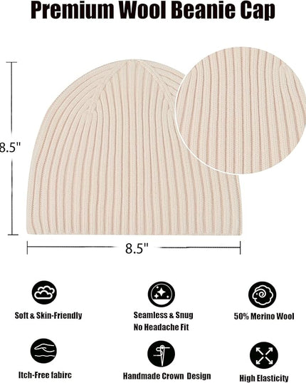 choshion Wool Knit Fisherman Beanie Hat for Men Women,Cuffless Warm Short Cuff Beanies Toboggan Ski Hats Winter Skull Cap