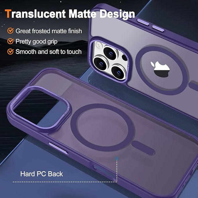 Hython Case for iPhone 16 Pro Case Magnetic Translucent Matte Phone Cases 6.3" [Compatible with MagSafe] Thin Slim Fit Shockproof Bumper Hard Protective Cover for Women Men Girls, Deep Purple
