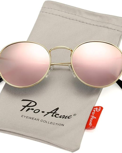 Pro Acme Small Round Metal Polarized Sunglasses for Women Retro Designer Style