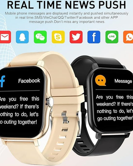 Smart Watch, 1.83" Upgraded Full Touchscreen Smart Watch for Android iPhones with Heart Rate Blood Pressure Monitor, Multiple Sports Fitness Tracker with Smart Watches for Women Men (Gold)