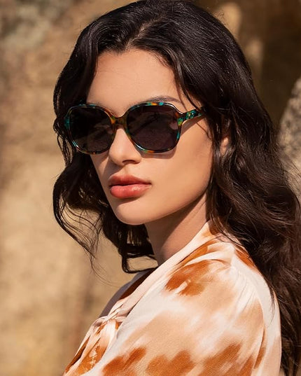CARFIA Acetate Oversized Square Polarized Sunglasses for Women UV Protection Retro Trendy Big Shades