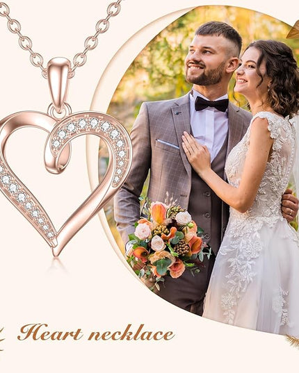 14k Solid Gold Heart Pendant with Moissanite Eternal Love Heart Necklace Jewelry Birthday Anniversary Mothers Day Gifts for Mom Her Wife