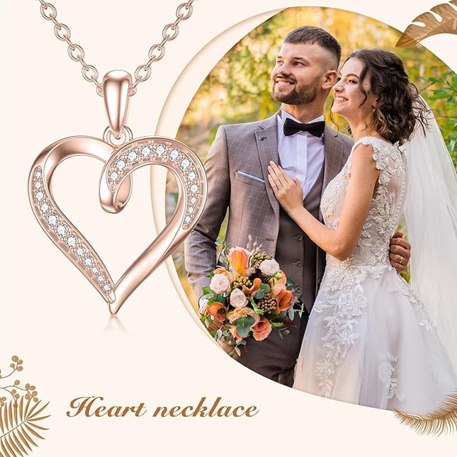 14k Solid Gold Heart Pendant with Moissanite Eternal Love Heart Necklace Jewelry Birthday Anniversary Mothers Day Gifts for Mom Her Wife