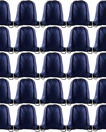 KUUQA Drawstring Backpack, 25Pcs Navy Blue, Lightweight Gym Bag for Sports, Travel, Yoga