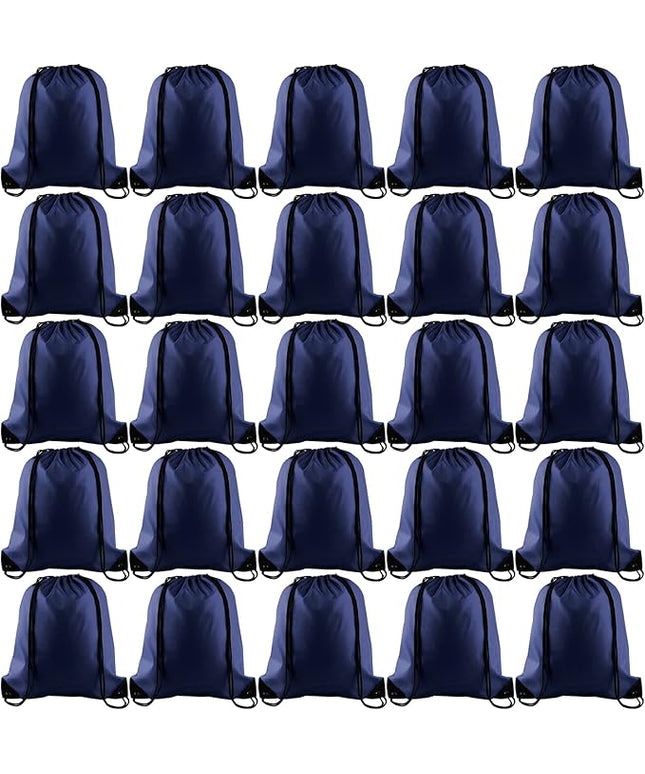 KUUQA Drawstring Backpack, 25Pcs Navy Blue, Lightweight Gym Bag for Sports, Travel, Yoga