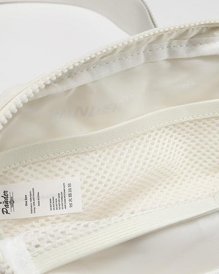 Pander Two Way Zipper Fanny Pack Nylon Everywhere Belt Bag for Women, Water Repellent Waist Packs, Crossbody Bags with Adjustable Strap (White Opal).