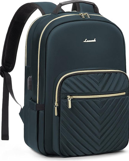 LOVEVOOK Laptop Backpack for Women 15.6 inch,Cute Womens Travel Backpack Purse,Professional Laptop Computer Bag,Waterproof Work Business College Teacher Bags Carry on Backpack with USB Port,Blue-green