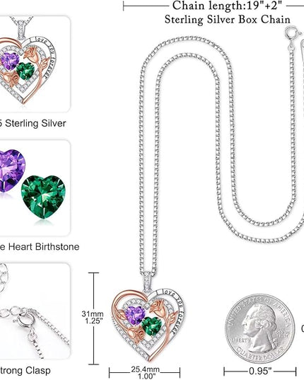 Iefil Christmas Gifts for Women - Sterling Silver Birthstone Necklace Anniversary Birthday Gifts for Her Wife Mom Daughter