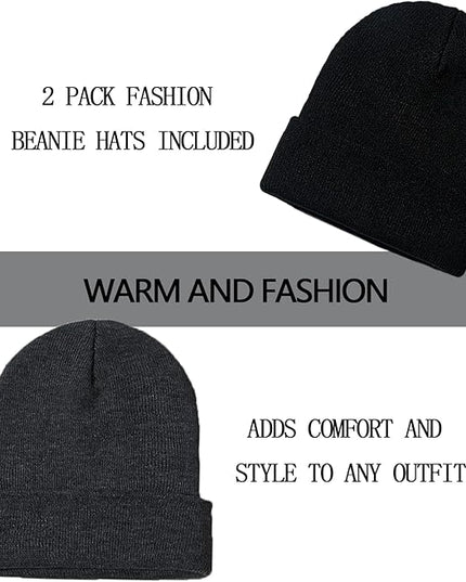 ZOORON 1&2 Pack Beanie for Men Women Slouchy Beanie Hats Winter Knit Caps Soft Ski Hat Unisex