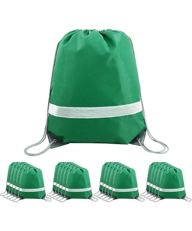 BeeGreen Drawstring Backpack Bags 20,30,50 Packs Reflective String Bags for Gym Sport Trip Cinch Sack DIY for Women Men