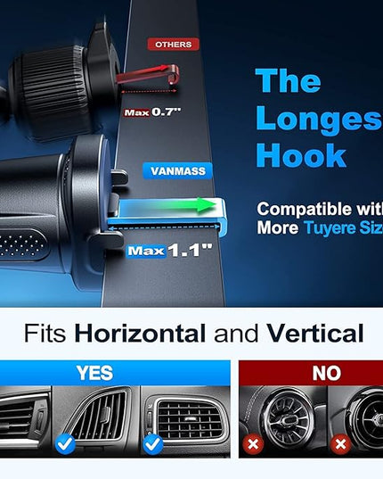 VANMASS [True Military-Grade] Car Phone Holder [Best Suction & Clip] Cell Phone Mount for Dashboard Windshield Vent Truck Cradle Dash Stand for iPhone 15 Pro Max 14 13 12 Android, White