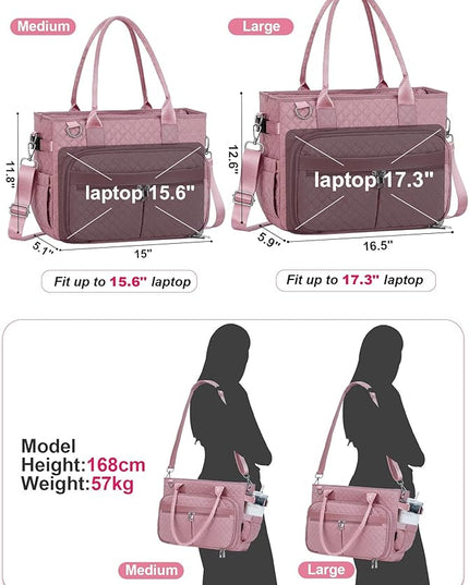 FIORETTO Teacher Tote Bag for Women with Laptop Compartment, Large Cup Holder, Zip Closure, Ideal for Work, Bible, Nurse