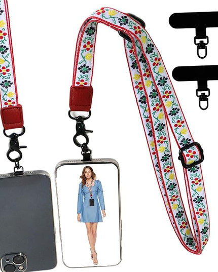 Adjustable Lanyard for Phone, Camera, Name Tags, ID card, Keychain and Wristlet Straps with 2 phone pads(Black)