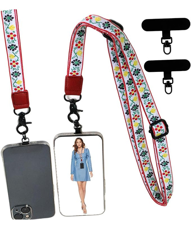 Adjustable Lanyard for Phone, Camera, Name Tags, ID card, Keychain and Wristlet Straps with 2 phone pads(Black)