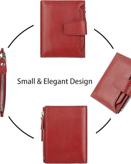 Lavemi Small Compact Women Wallet RFID Blocking Genuine Leather Bifold Purse with ID Windows