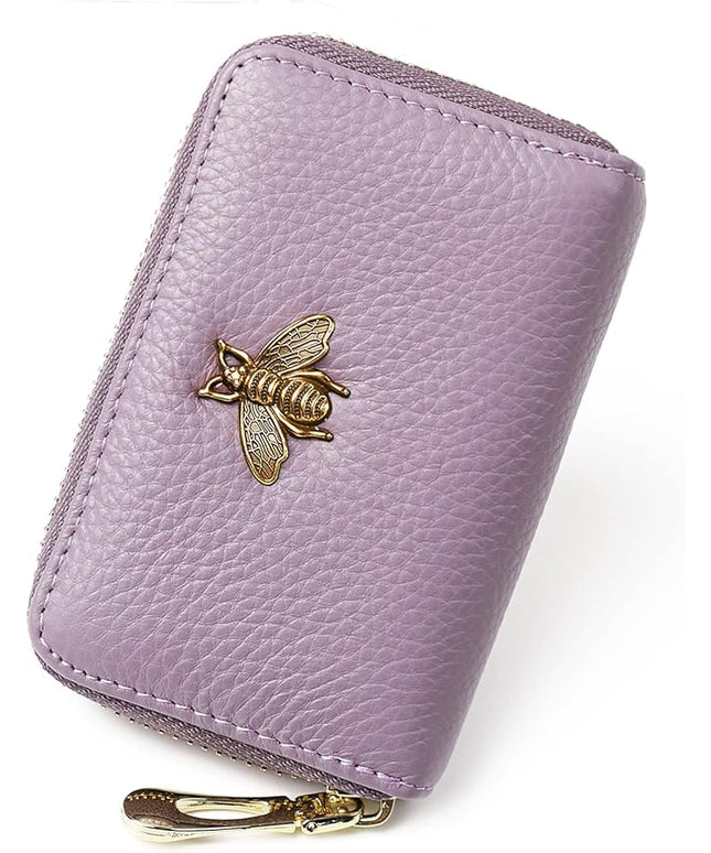 imeetu RFID Credit Card Holder, Small Leather Zipper Card Case Wallet for Women