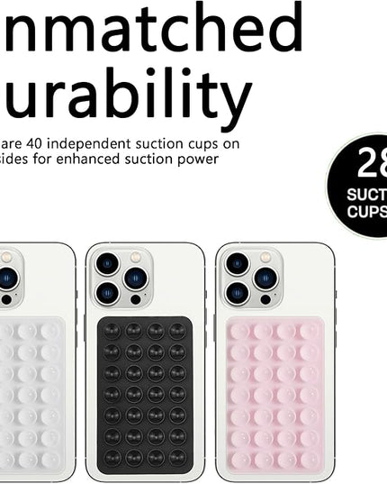 Silicone Double-Sided Suction Phone Case Detachable Mount, ASMR/Fidget Sticky Phone Grip Hands-Free Accessories for Selfies & Videos, Trending TikTok items for iphone & Android (3.74"x2.2", Hot pink)