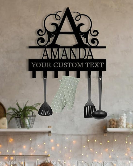 Personalized Monogram Metal Key Holder for Wall, Metal Wall Mount Custom Name Hooks, Key Hanger Decor, Key Rack Wall Mount for Front Door, Key Organizer for Hallway, Wall Key Rack, Housewarming Gift
