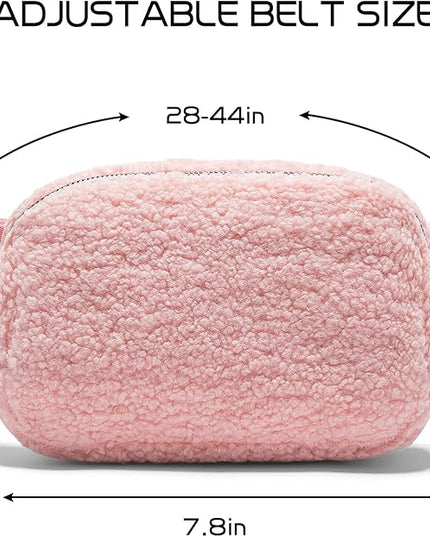 Gitus Fleece Belt Bag Sherpa Fanny Pack Crossbody Bags for Women Fashion Waist Packs with Adjustable Strap for Gym Travel Hiking Running Trending Gifts for Teen Girls Women Men (Light Pink)