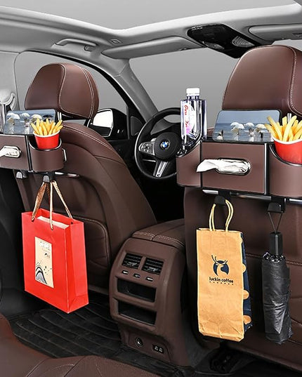 Back Seat Car Organizer,4 in 1 Multifunctional Car Back Seat Storage Box with Drink Cup Holder Tissue Box, for Hold Phone,Snacks, Drinks, Handbag