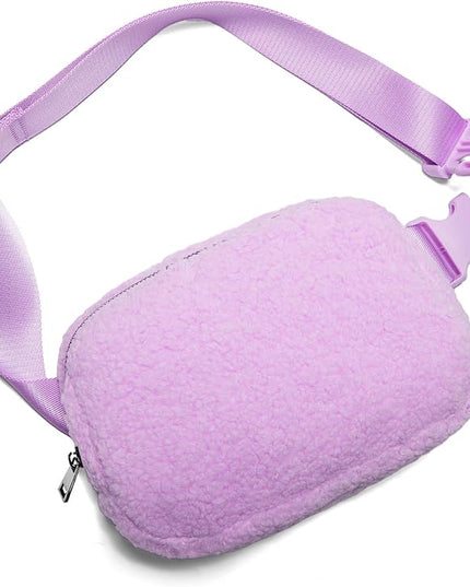 Gitus Fleece Belt Bag Sherpa Fanny Pack Crossbody Bags for Women Fashion Waist Packs with Adjustable Strap for Gym Travel Hiking Running Trending Gifts for Teen Girls Women Men (Lavender)