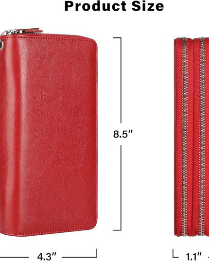 Lavemi Small Compact Women Wallet RFID Blocking Genuine Leather Bifold Purse with ID Windows